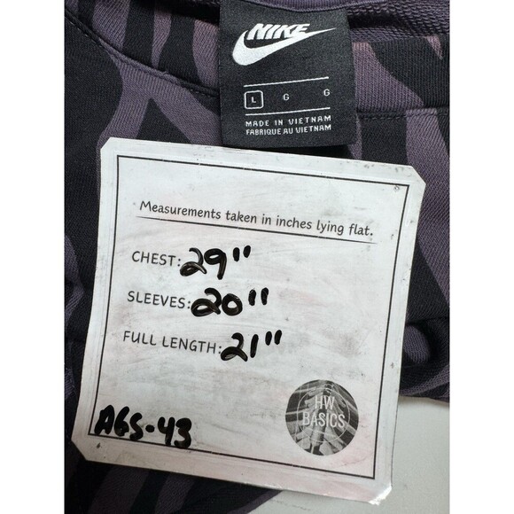 Nike Women's Sports Icon Clash Animal Print Crewneck Sweatshirt LARGE PURPLE-BLK - Picture 12 of 12